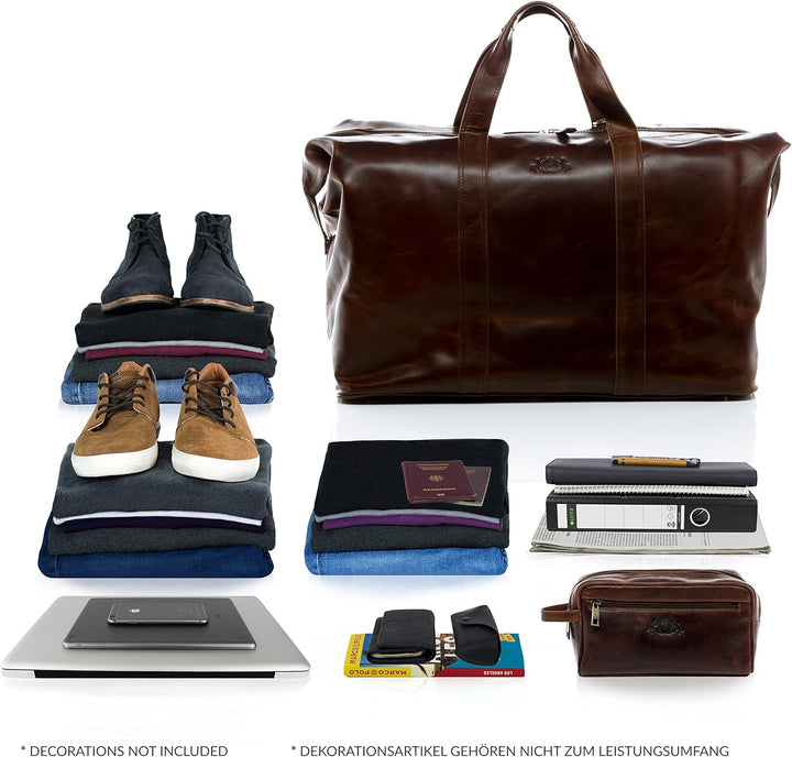 SID & VAIN XL Reisetasche Chester aus Premium Leder I Sporttasche gross XXL gross für Herren I Weeke