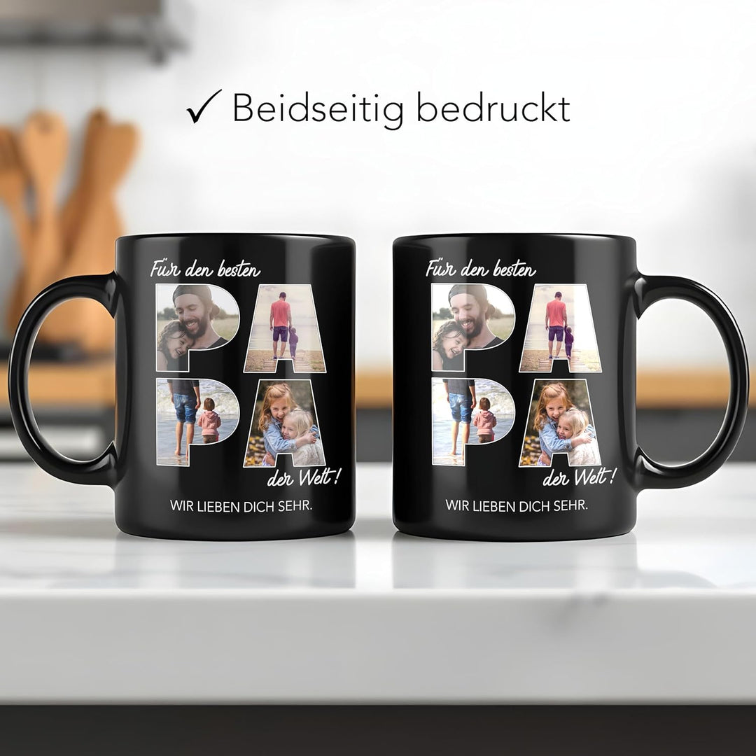 Kiddle-Design Papa Tasse Personalisiert mit Foto Geschenk Geburtstag, Vatertagsgeschenk Fototasse mi