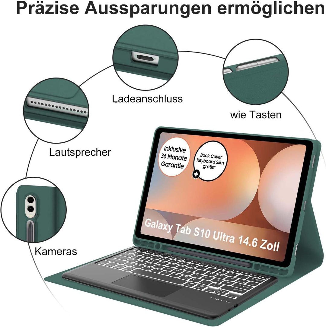 IVEOPPE Tastatur für Samsung Galaxy Tab S10 Ultra 2024, Hülle mit Tastatur Galaxy Tab S10/S9 Ultra,