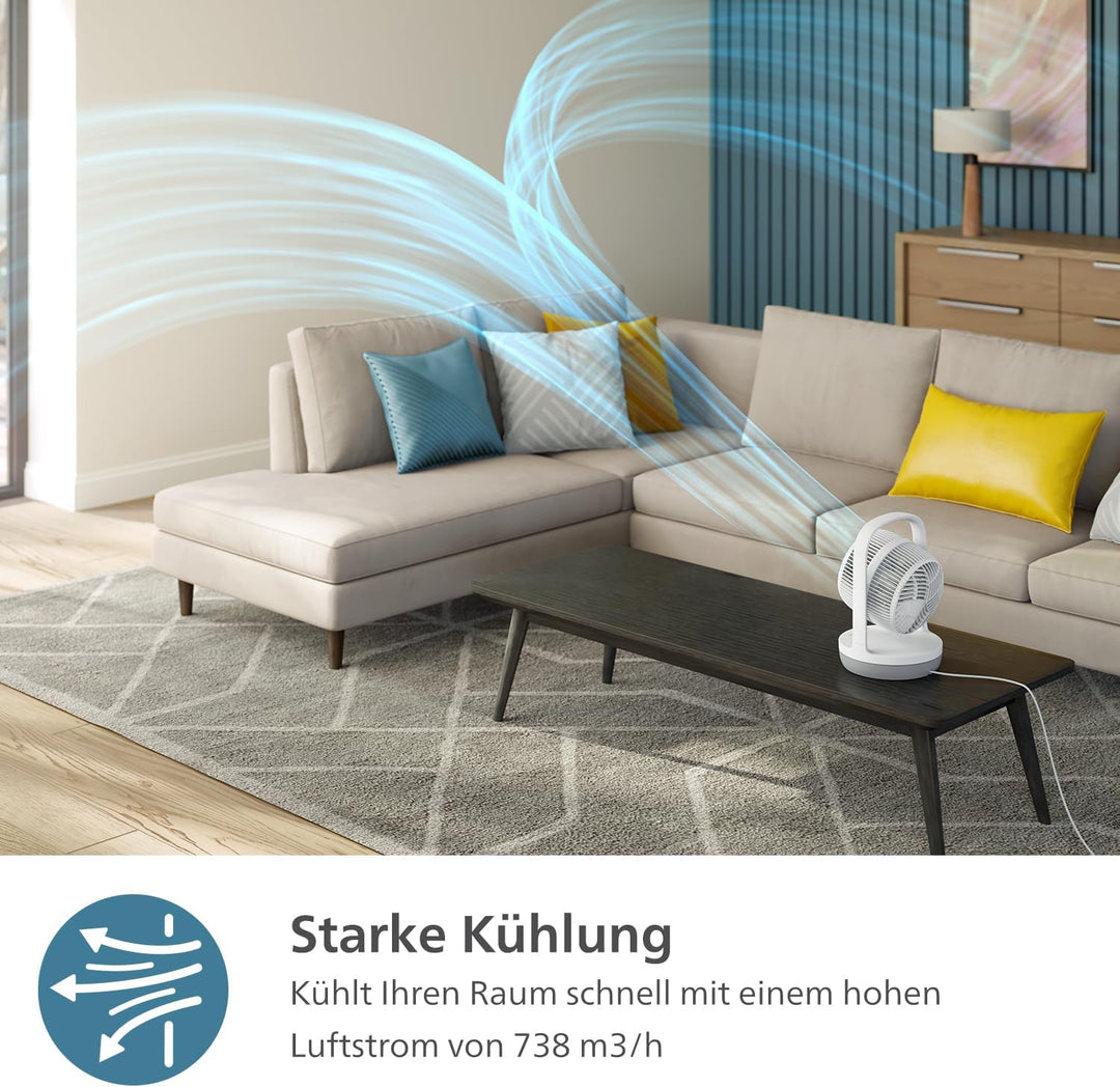 Philips Tischventilator Serie 2000. Stark & superleise mit SilentWings Technologie. 23 dB. Luftumwäl