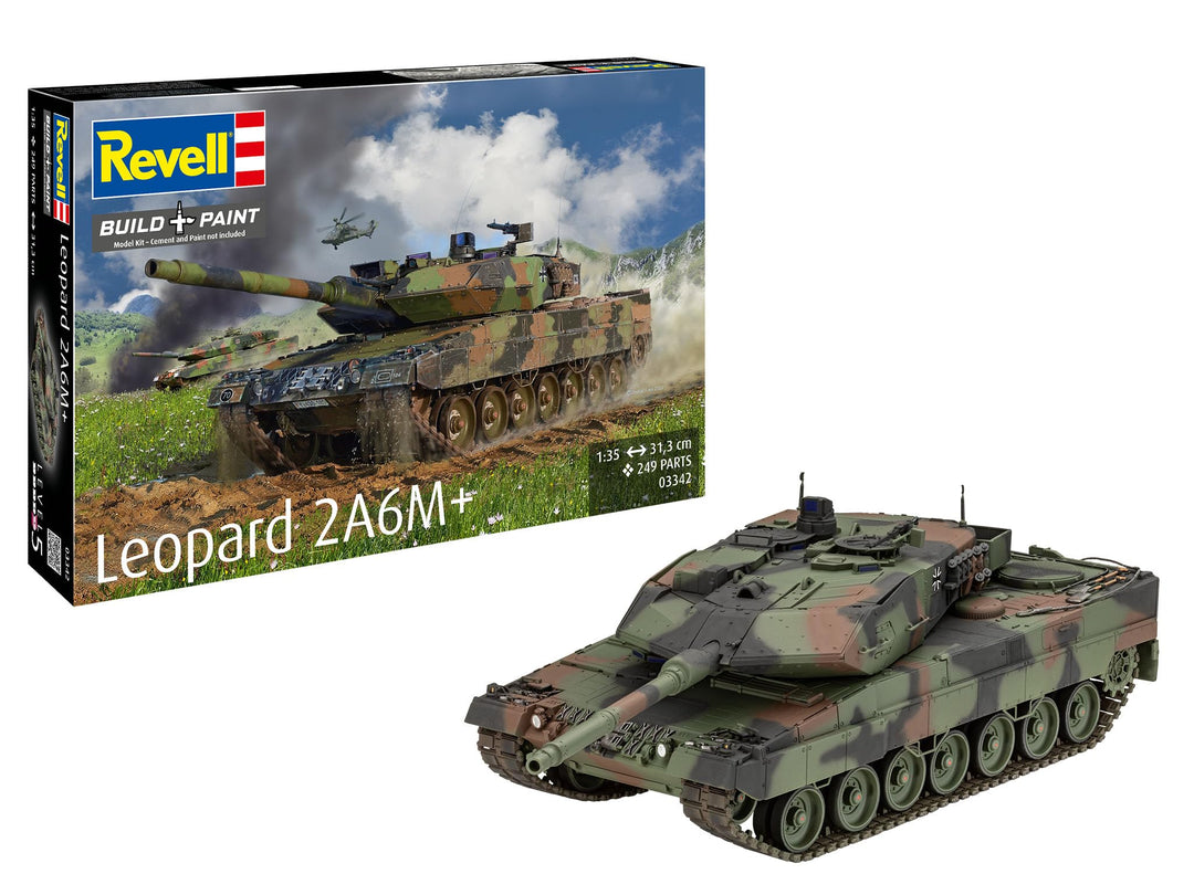 Revell Modellbausatz I Leopard 2 A6M+ I Detailreicher Level 5 Panzerbausatz I 250 Teile I Massstab 1