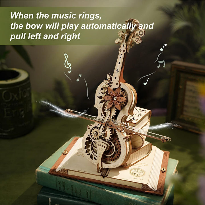 ROBOTIME 3D Puzzle Holz für Erwachsene, Modellbausatz zu Bauen, Magic Cello Spieluhr Zahnrad Modell
