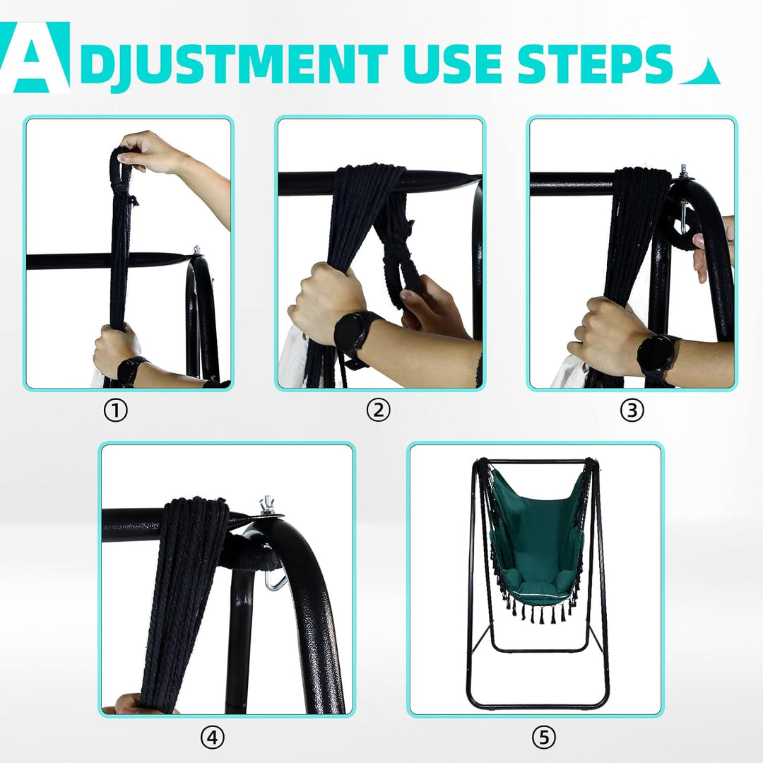 CCLIFE Hängesessel mit Gestell Kissen Hängeschaukel Hängestuhl Bis 100kg Indoor & Outdoor Garten Hän