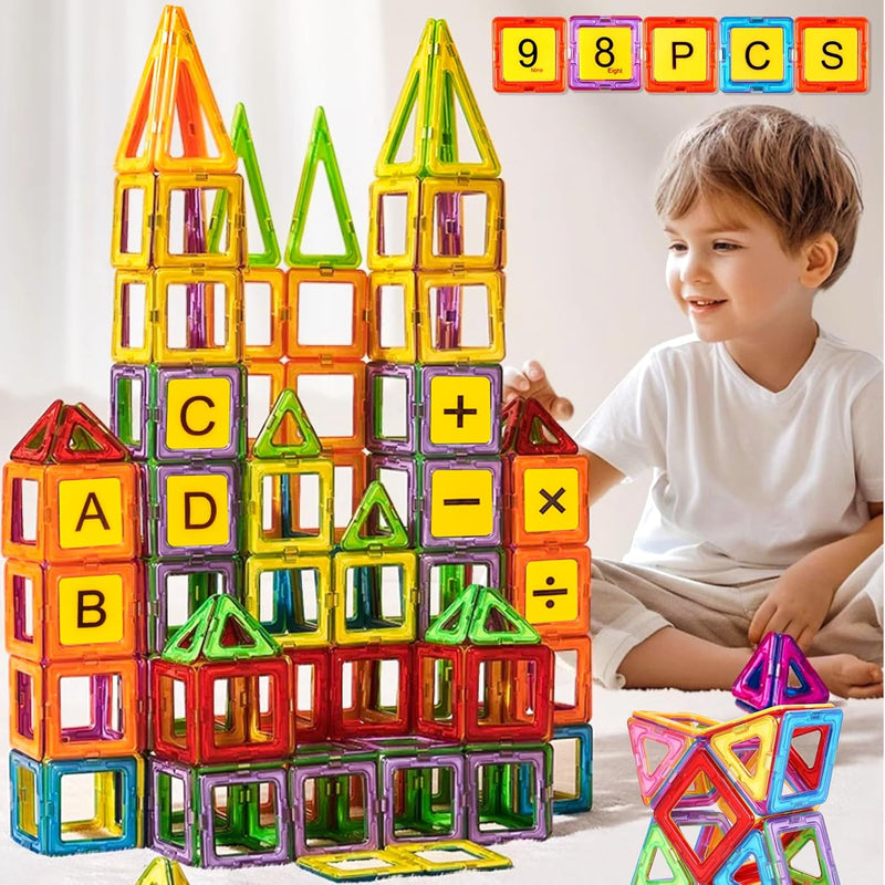 Assark 98pcs Magnetische Bausteine, Castle Magnetblöcke Konstruktion Bauen Blöcke Set für Kinder Spi