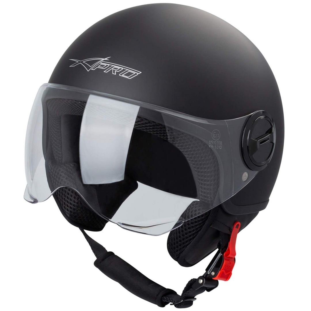 Motorradhelm Motorrad Roller Jet Helm Demi Avio Viser Homologiert SonicMoto 59 cm Matt Schwarz, 59 c