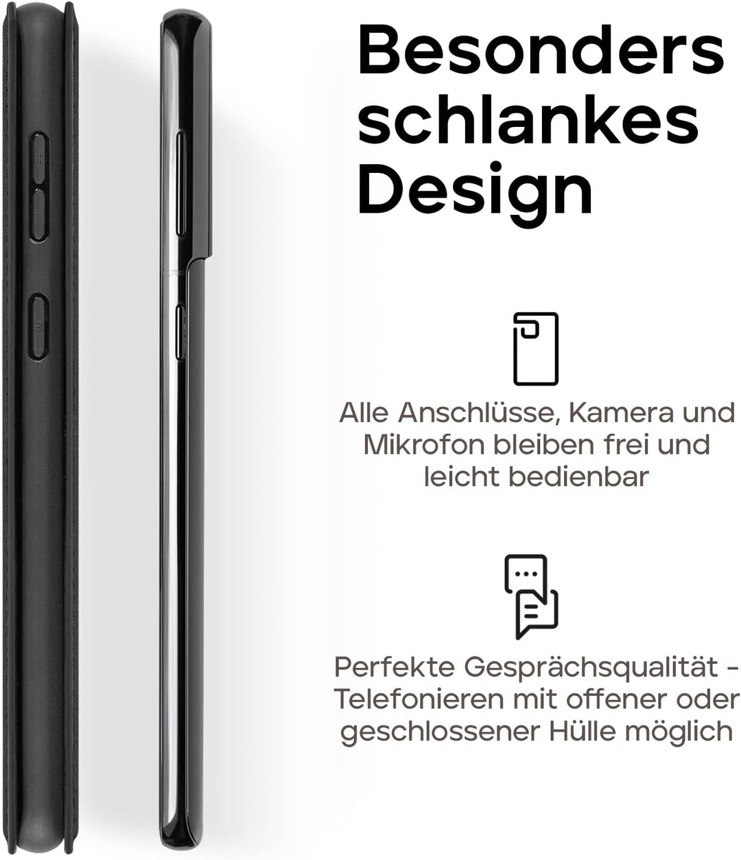 WIIUKA Hülle für Samsung Galaxy A53, Premium Leder, mit Kartenfach, extra Dünn, Handyhülle mit Stand
