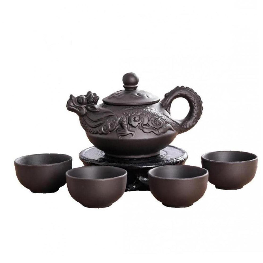 Drachen-teekanne 4 Tassen Sets Chinesische Handgemachte Zisha-teekanne Keramik Purple Clay Teekanne