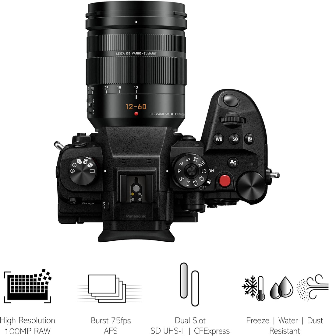 Panasonic LUMIX DC-GH6L Hybridkamera mit Objektiv Leica ES12060 (25 MP, Dual I.S, OLED-Sucher, Kälte