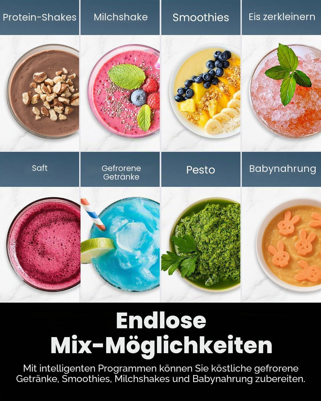 SHARDOR Smoothie Maker, 900W, StandMixer mit 2 * 700ml Flasche, mixer mit Edelstahl 6-Klingen, BPA f