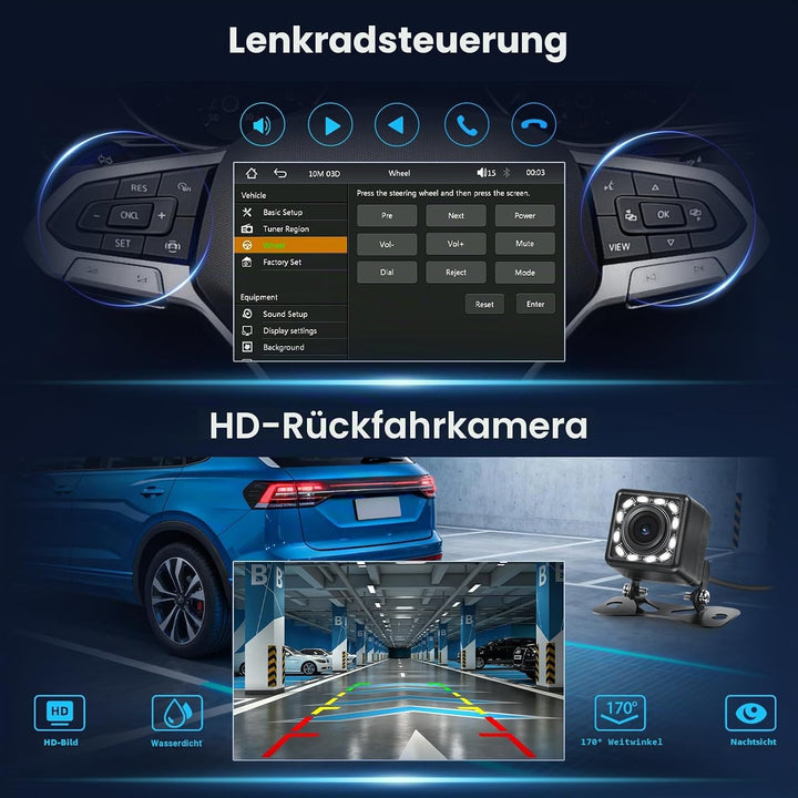 Hikity 1 Din Autoradio Carplay Android Auto Kabelgebundenes 7 Zoll Incell Touchscreen Bildschirm mit
