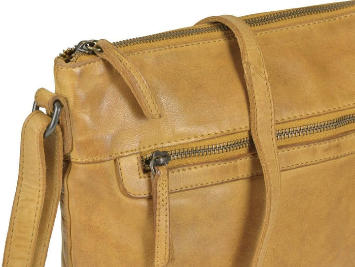 Bear Design Damen Tasche Ledertasche Umhängetasche Schultertasche 30x27cm Ocker gelb