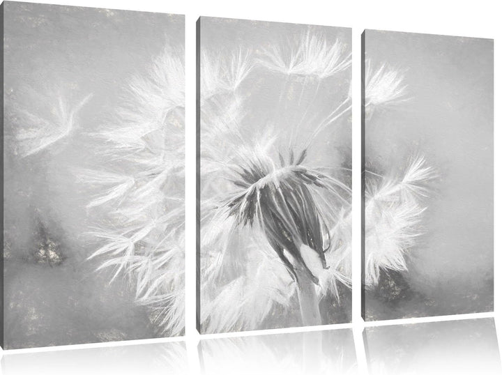 Pixxprint Herbst Löwenzahn Kunst / 3-Teilig/Gesamtmass 120cm Leinwandbild bespannt auf Holzrahmen/Wa