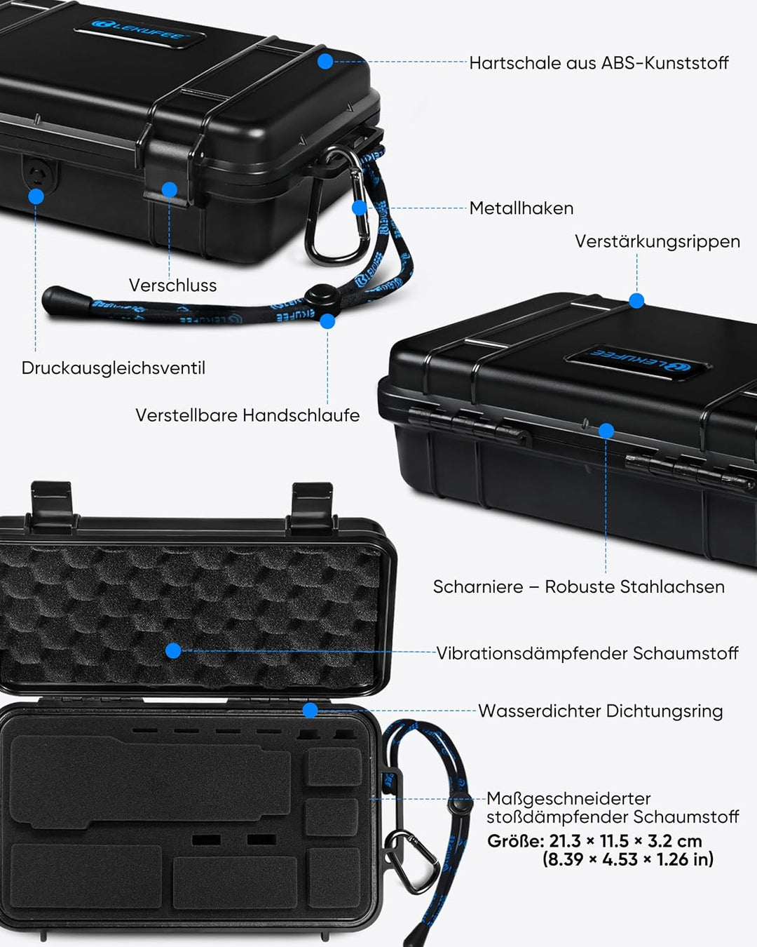 LEKUFEE Reise-Wasserdichter Hartschalenkoffer für DJI Osmo Pocket 3,Creator Combo,Power Expansion Co