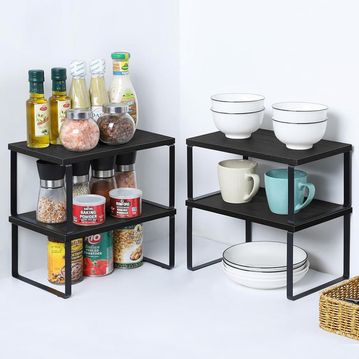LIANTRAL Küchenschränke Organizer 4er Set, Küchenregal, Küchen Organizer, Erweiterbar und Stapelbar,