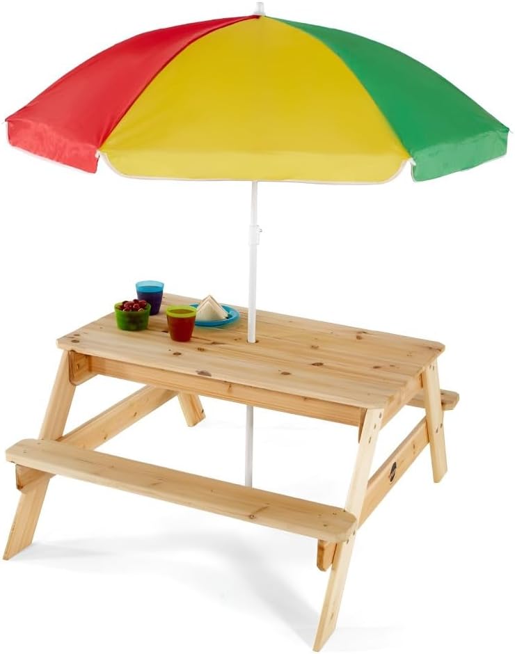 Plum Picknicktisch aus Holz mit Sonnenschirm - Natur