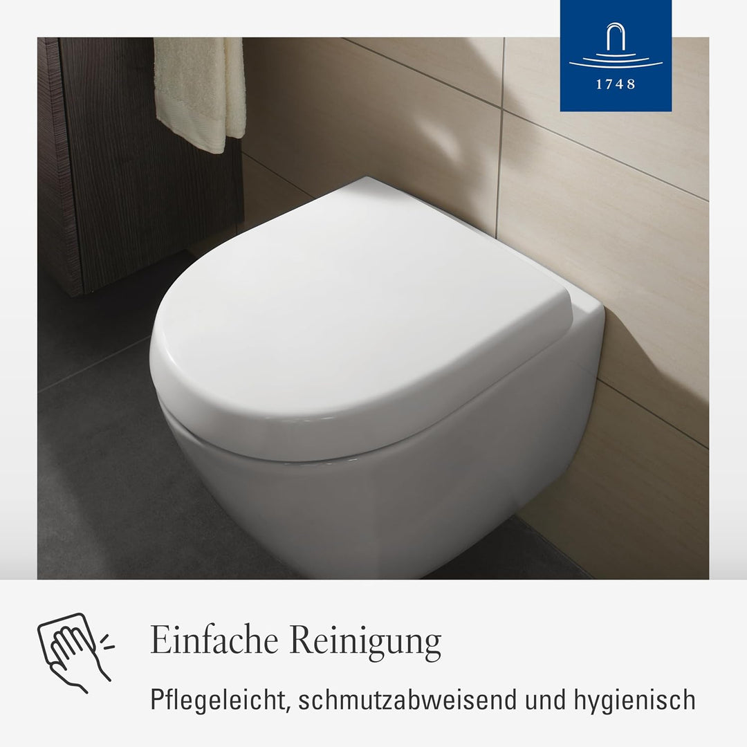 Villeroy & Boch WC-Sitz Subway 2.0 Compact - Toilettendeckel Weiss glänzend mit Absenkautomatik - Ab