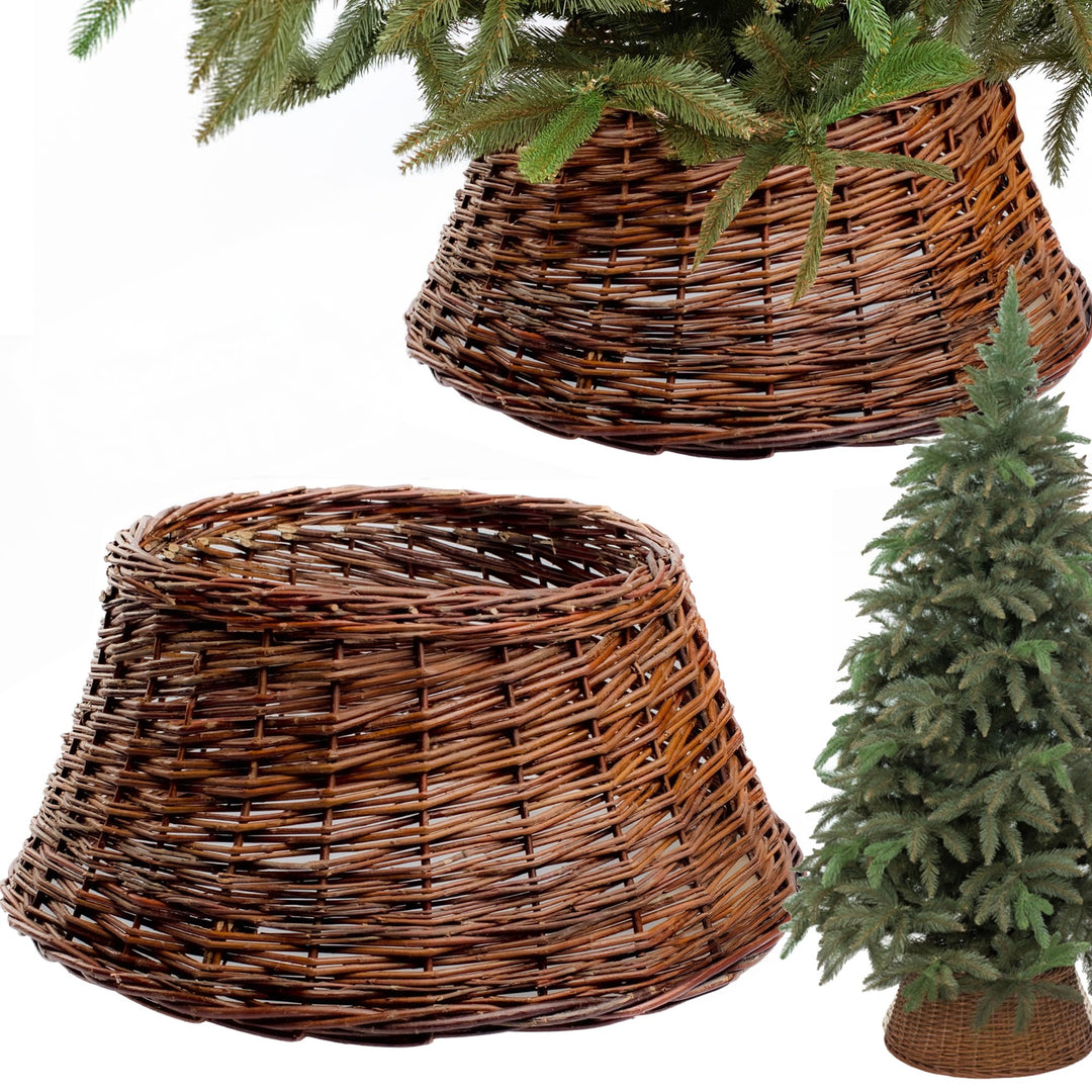 BOGATECO Weidenkorb für den Weihnachtsbaum 60cm Durchmesser | Weihnachtsbaum Rock aus Weide | Weihna