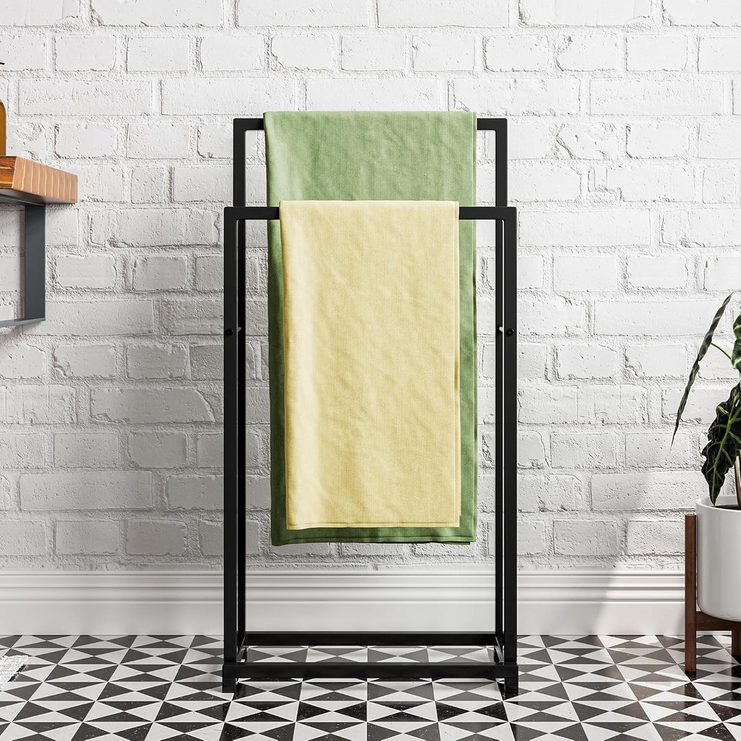 Handtuchhalter, Handtücher Handtuchständer freistehend mit 2 Handtuchstangen, Badezimmer Badetuchhal