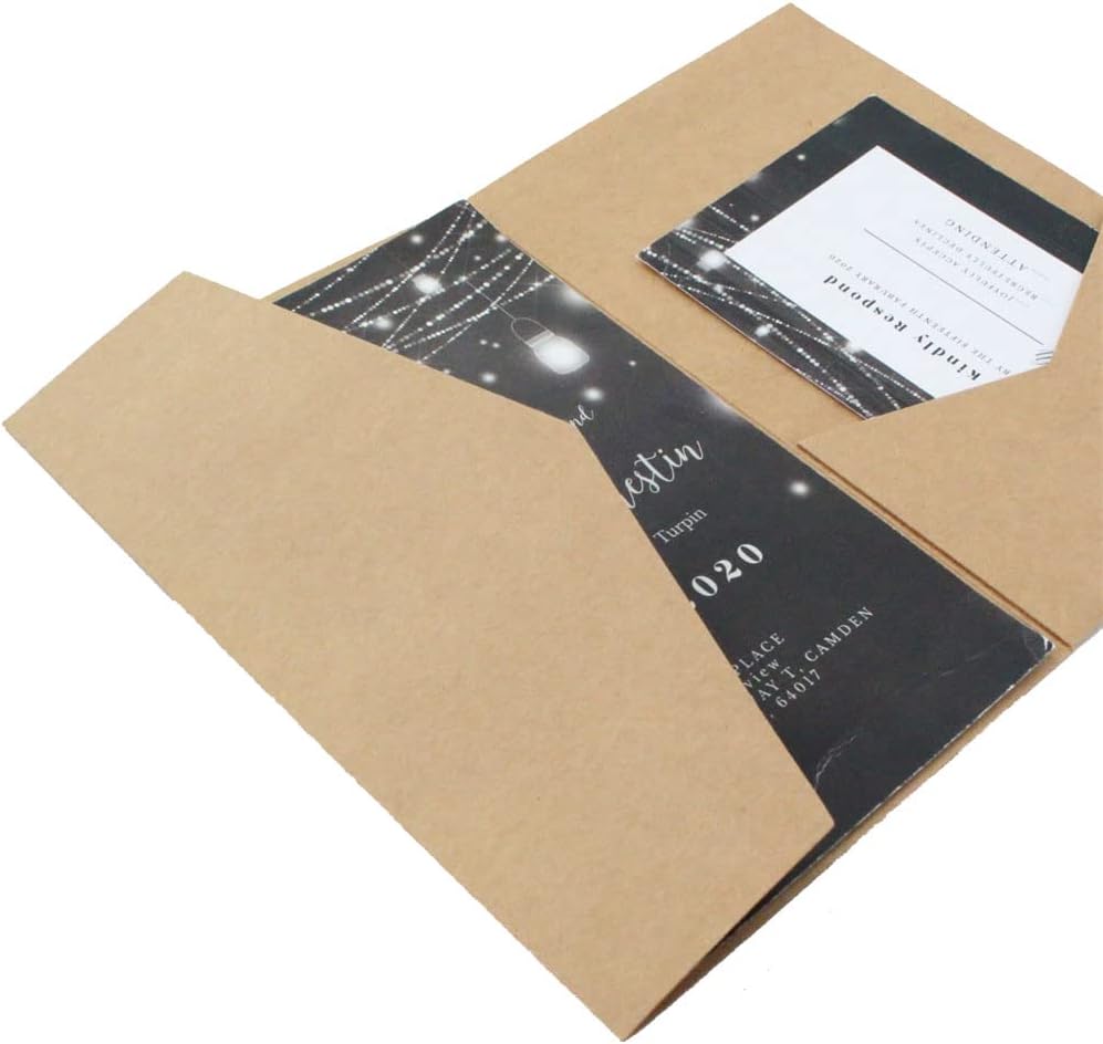 MillaSaw Handwerk Papier Einladungskarte Tasche für Hochzeit Verlobung Bridal Shower Geburtstag 25 S