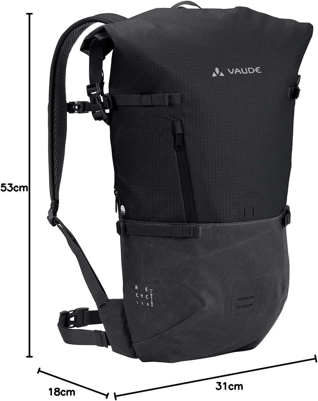 VAUDE Cityrucksack CityGo II 23 Liter, wasserdicht &amp; leicht – Schwarz Schwarz Einheitsgrösse, Schwar