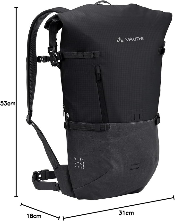 VAUDE Cityrucksack CityGo II 23 Liter, wasserdicht &amp; leicht – Schwarz Schwarz Einheitsgrösse, Schwar