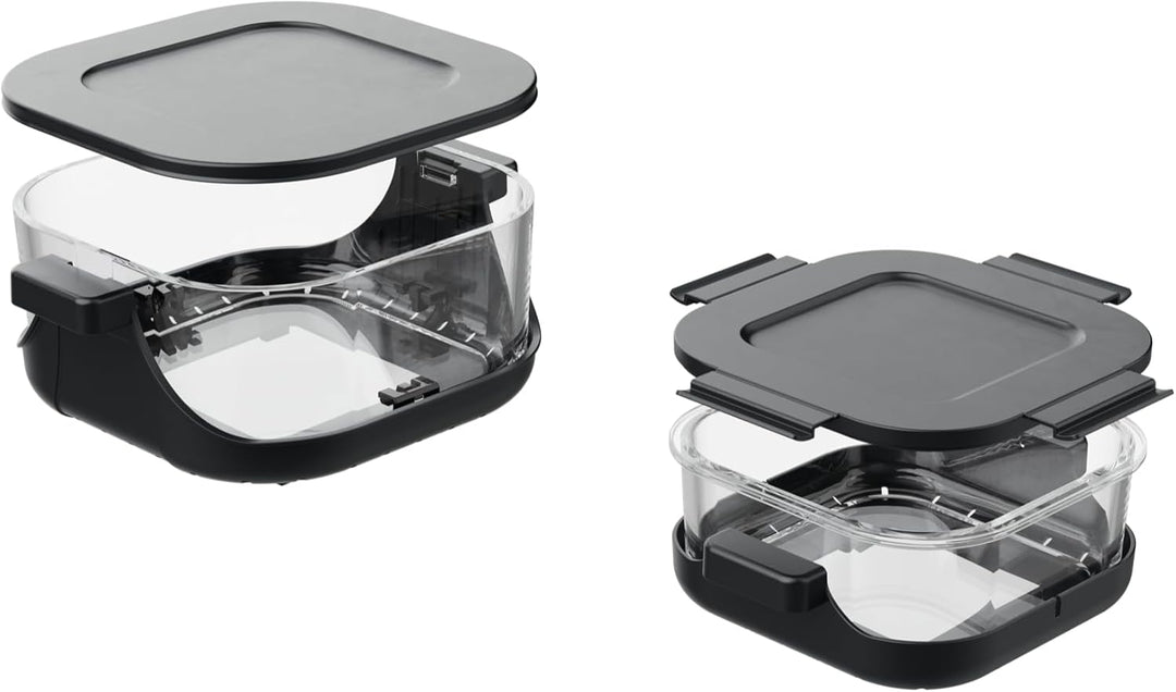 Heissluftfritteuse, 4L & 1,5L Glas, Doppelkorb, Touch Display, 7 Programme, Nachtschwarz,1500W (KHF-