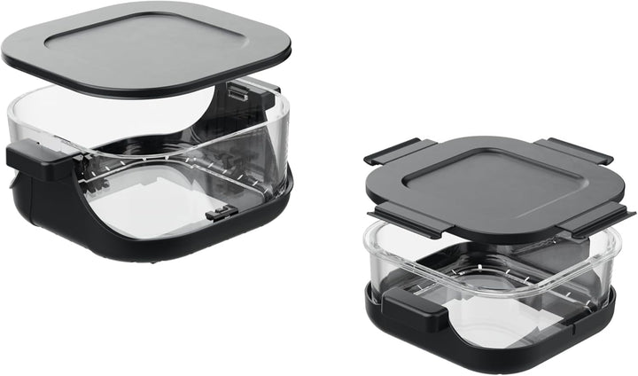 Heissluftfritteuse, 4L & 1,5L Glas, Doppelkorb, Touch Display, 7 Programme, Nachtschwarz,1500W (KHF-