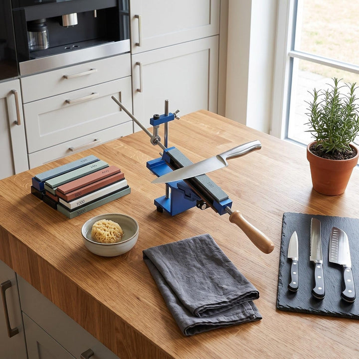 Greensen Messerschärfer mit Festem Winkel, 6 Schleifsteine, 15° und 40° Winkel, Kit 200S