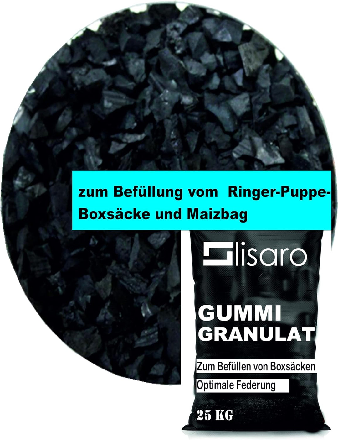 lisaro Gummigranulat von Bester Qualität | 20kg Schwarz – Füllmaterial Made IN Italien Oder Germany