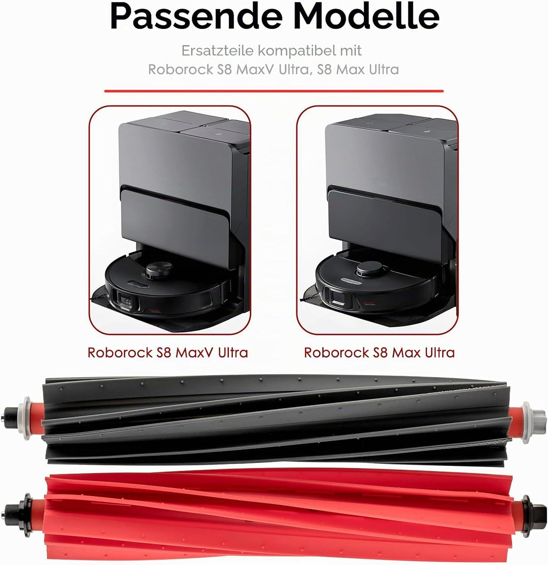 (2 Stück) S8 MaxV Ultra Rollenbürsten kompatibel mit Roborock S8 MaxV Ultra/ S8 Max Ultra/ Qrevo Mas