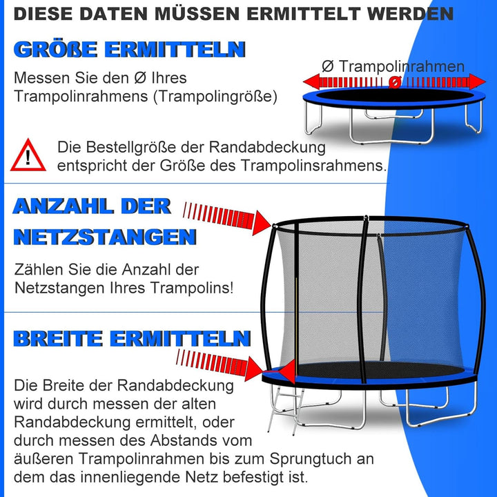Baunsal® Trampolin Randabdeckung Ø 183 244 250 275 300 305 335 366 370 396 400 427 430 457 460 487 4