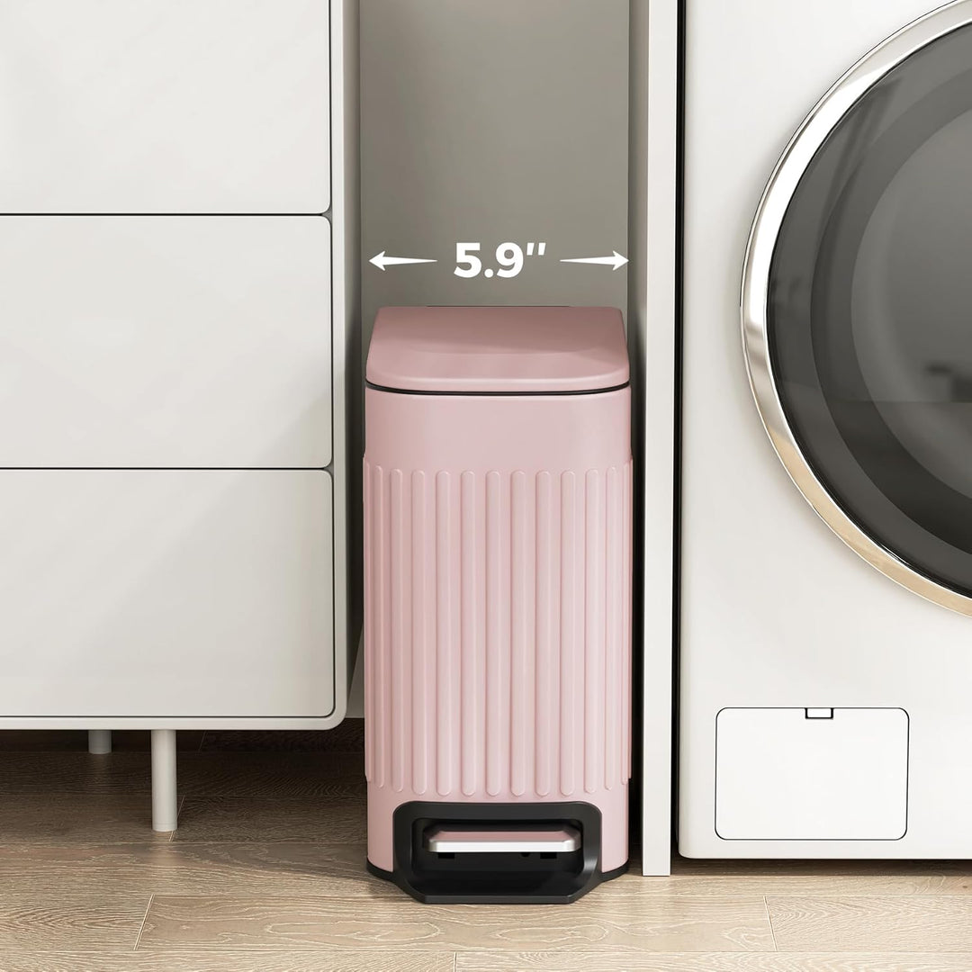 TrashAid Rosa Badezimmer-Mülleimer, 6 l Edelstahl-kleiner Mülleimer mit Deckel, Trittpedal, Niedlich