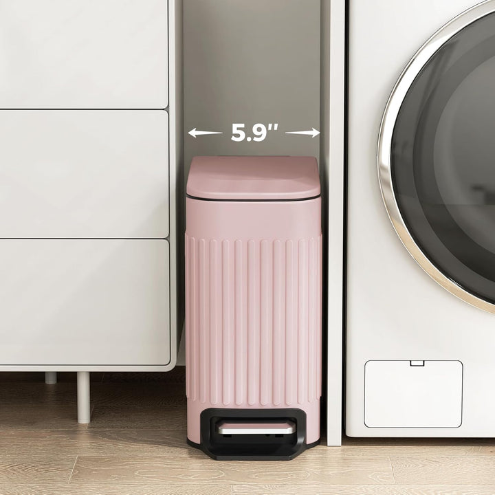 TrashAid Rosa Badezimmer-Mülleimer, 6 l Edelstahl-kleiner Mülleimer mit Deckel, Trittpedal, Niedlich