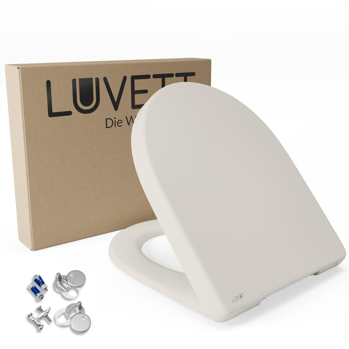 LUVETT® WC-Sitz mit Absenkautomatik D140 D-Form Soft Close® & TakeOff EasyClean Abnahme, hygienisch