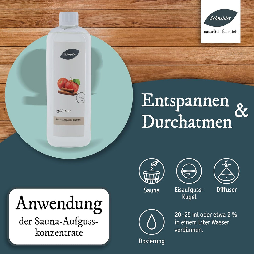 Saunabedarf Schneider - Aufgusskonzentrat Apfel - Zimt - fruchtig-tropischer Saunaaufguss - 250ml In