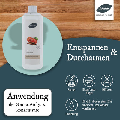 Saunabedarf Schneider - Aufgusskonzentrat Apfel - Zimt - fruchtig-tropischer Saunaaufguss - 250ml In