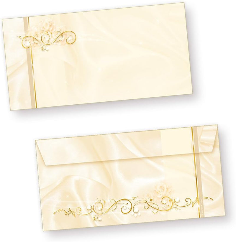 Briefpapier Hochzeit creme (25 Sets inkl. Kuverts) beidseitig bedrucktes A4 Schreib-Papier inkl. Ums