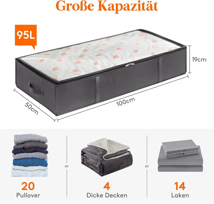 Lifewit 6 Stück 90L Unterbettkommode, Unterbett Aufbewahrungsbox mit deckel, Faltbare Kleidung Aufbe