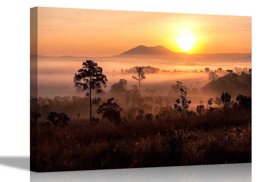 Leinwanddruck, Motiv: Sonnenuntergang in afrikanischer Landschaft, Heimdekoration, Wandkunst, Bilder