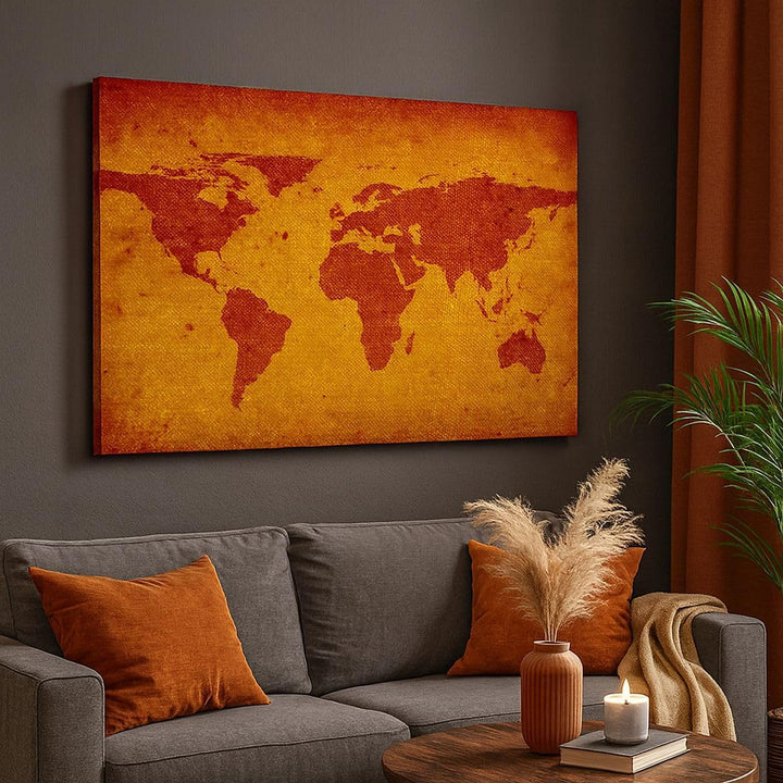 Bilder auf Leinwand Alte Karte Kontinente Reisen Welt Leinwandbild 70x50cm Wandbilder Dekoration Woh