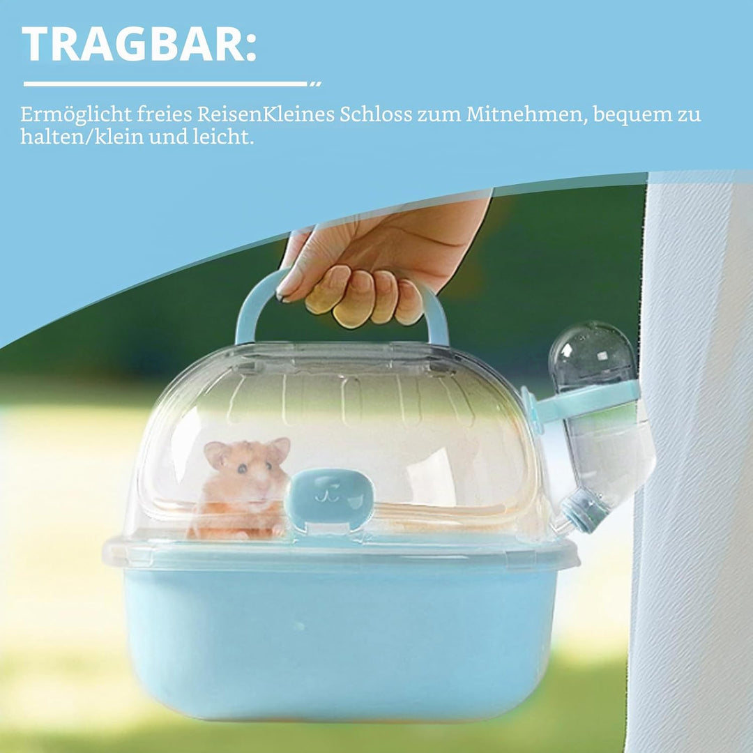 Transportbox Hamster mit Wasserflasche, 20x18x19cm Tragbare Transportbox Kleintiere Transportkäfig m