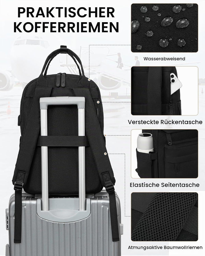 LOVEVOOK Schulrucksack Teenager Mädchen, Schultasche Arbeitstasche Herren Damen mit 17 Zoll Laptop-F
