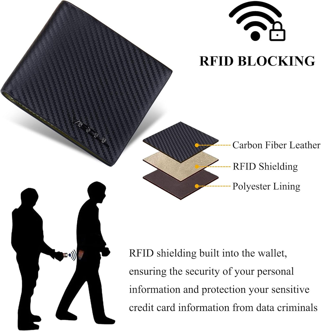 VISOUL Leder Geldbörse Herren mit ID-Fenster & RFID Schutz I Echtleder Geldbeutel für Männer I Porte