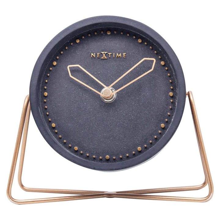 NeXtime 5204ZW Tischuhr CROSS TABLE, lautlos, rund, Stein / Metall, 17,5 x 15,5 cm