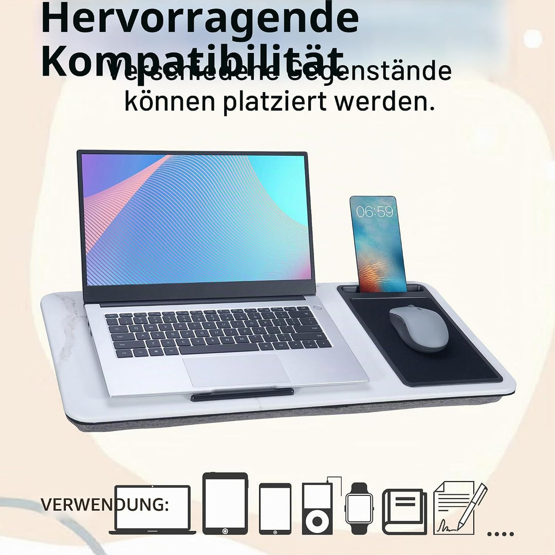 Schossschreibtisch, tragbarer Laptop-Schreibtisch mit Kissen-Kissen, passend für Laptops bis zu 17 Z