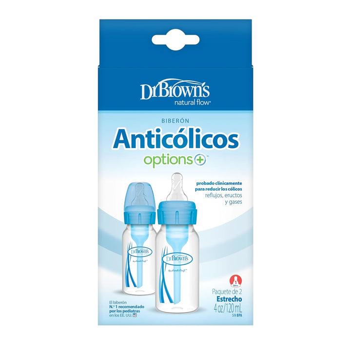 Dr Brown's Standaardfles 120 ml duo blauw options - 2st