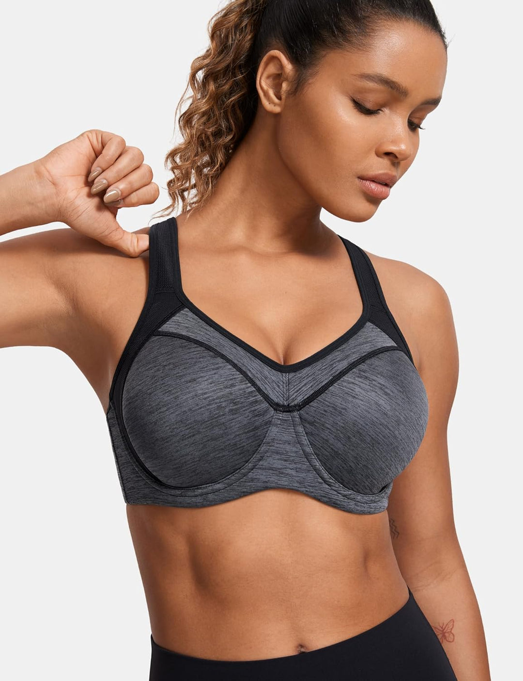 SYROKAN Damen Sport BH Starker Halt- Bügel Push Up Ringerrücken Gepolstert Fitness BH 70B Dunkle Blu