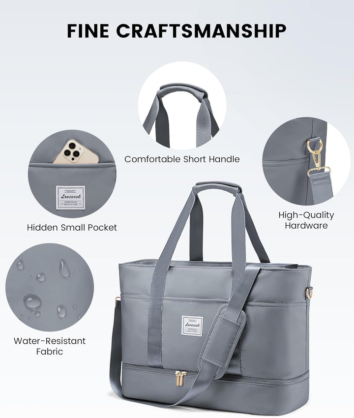 LOVEVOOK Reisetasche Damen, Wasserdicht Weekender Travel Duffel Carry On Bag mit Schuhfach, Klinikta