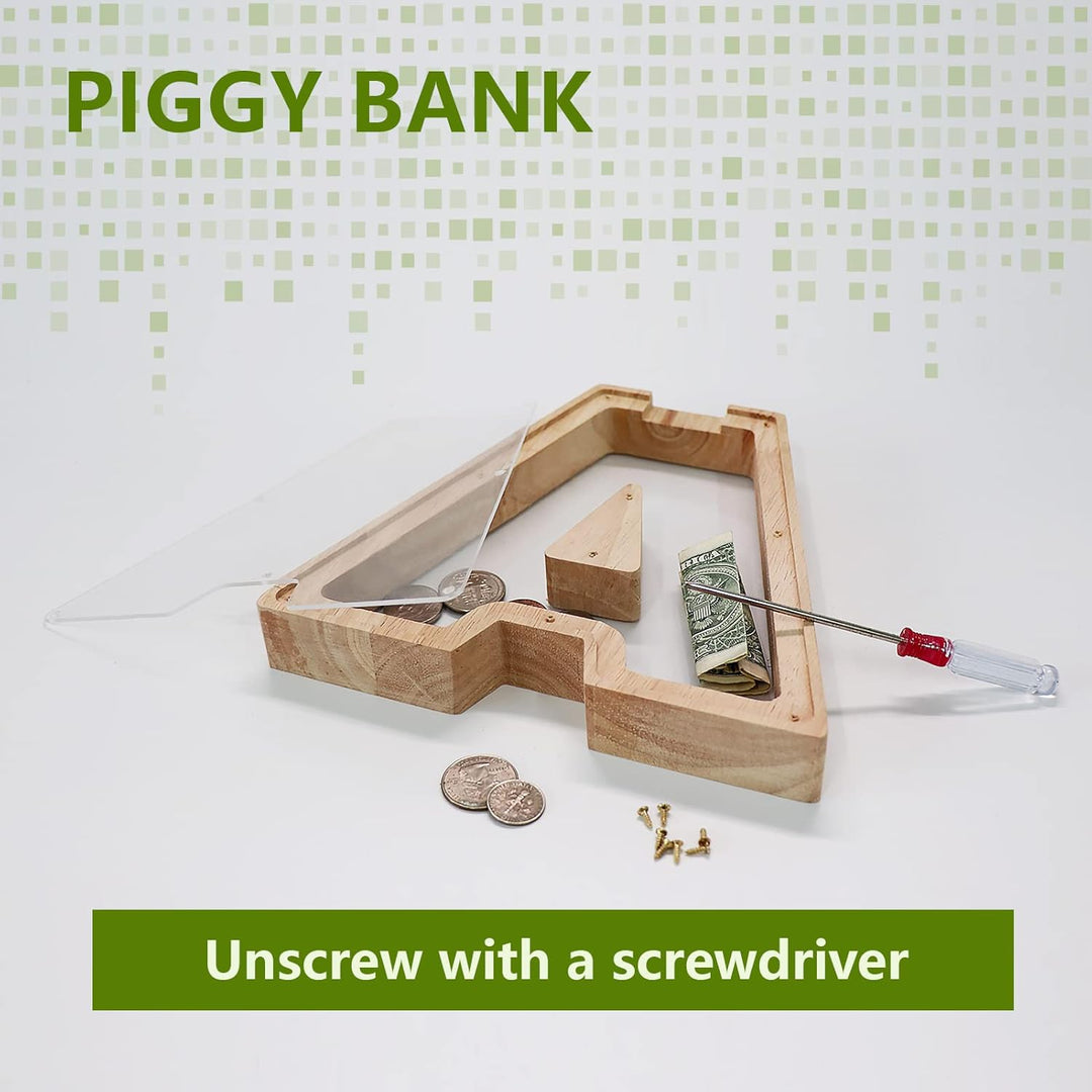 DBPBToU Spardose aus Holz Buchstaben, Sparschwein Durchsichtig für Kinder, Sparbox Personalisierte,