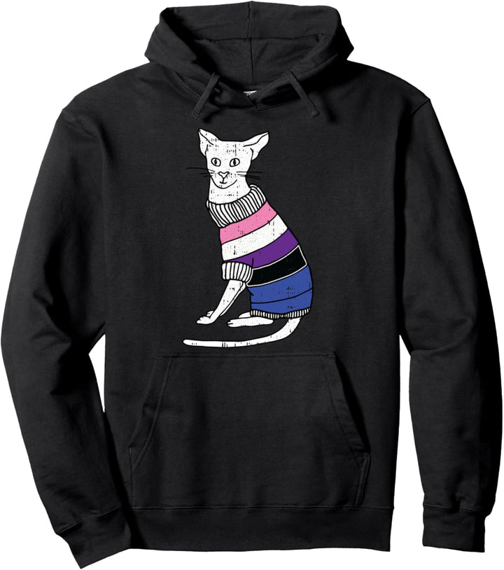 Gender-fluid Cat LGBT-Q Pride Cute Kitten Kitty Proud Ally Pullover Hoodie